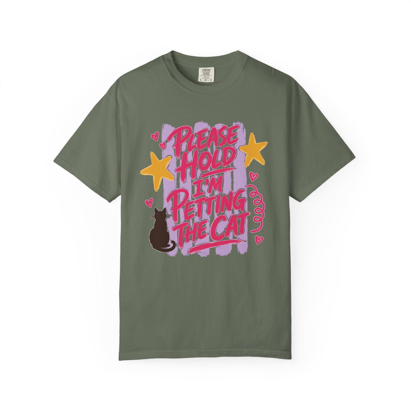 Please Hold I'm Petting the Cat T-Shirt — Cute Cat Lover Tee