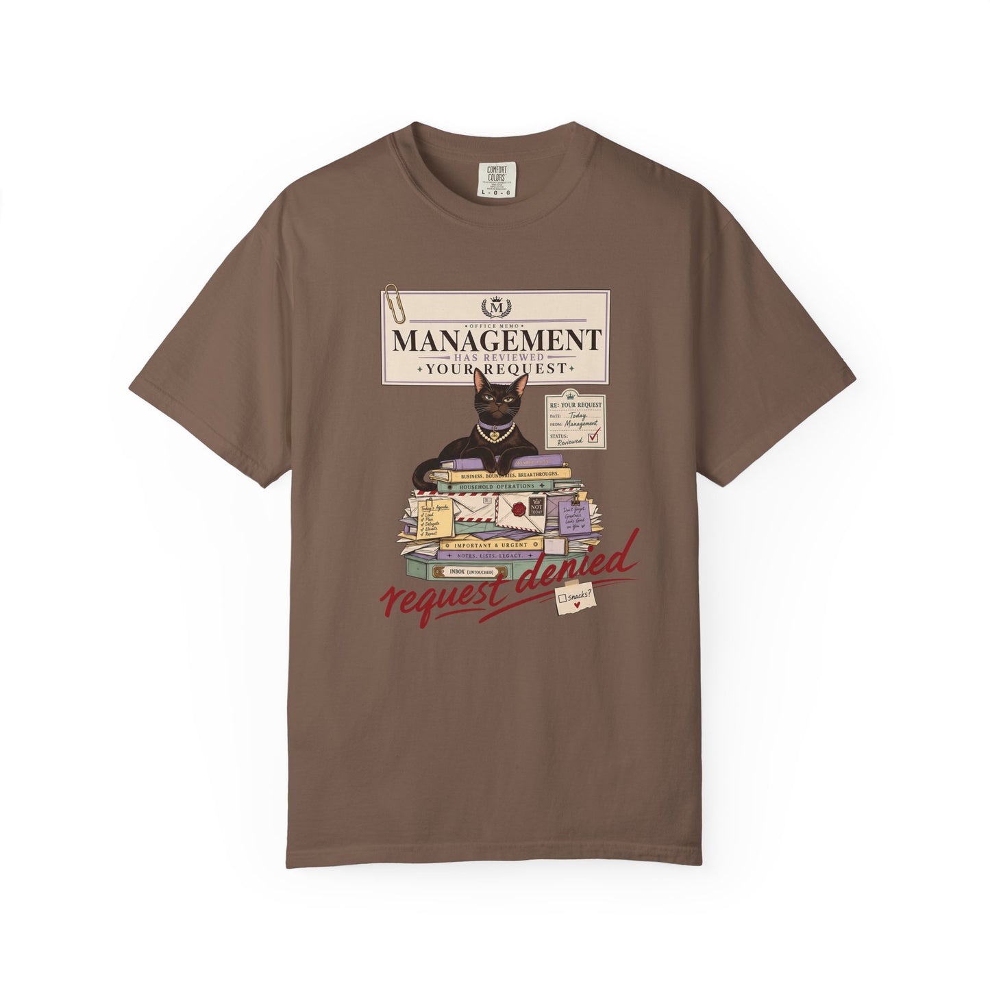 Management Cat T-Shirt — "Request Denied" Vintage Graphic Tee