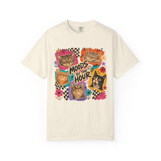 Cat Mood Graphic T-Shirt — "Moods by the Hour" Vintage-Style Tee