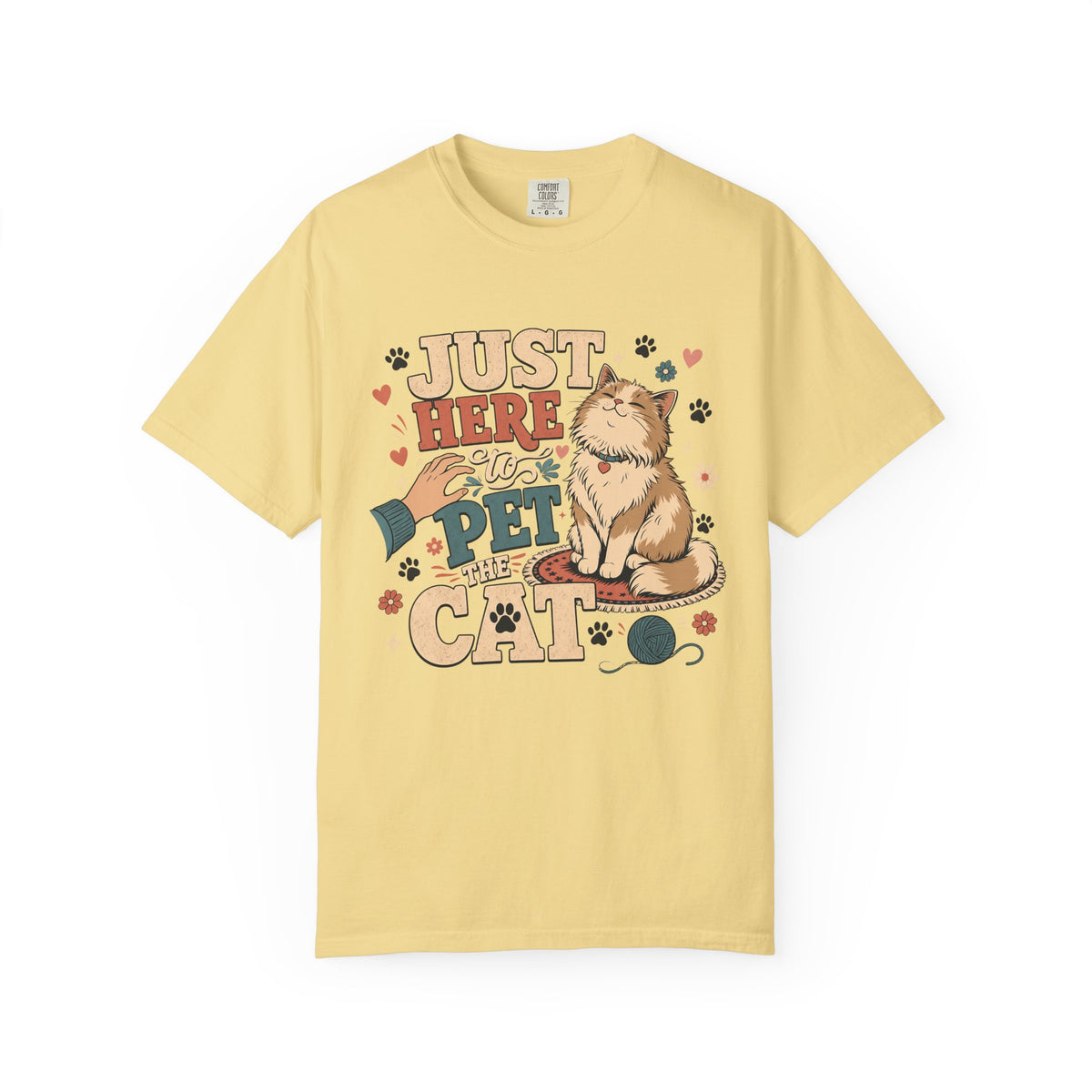 Just Here to Pet The Cat T-Shirt — Cute Retro Cat Lover Tee
