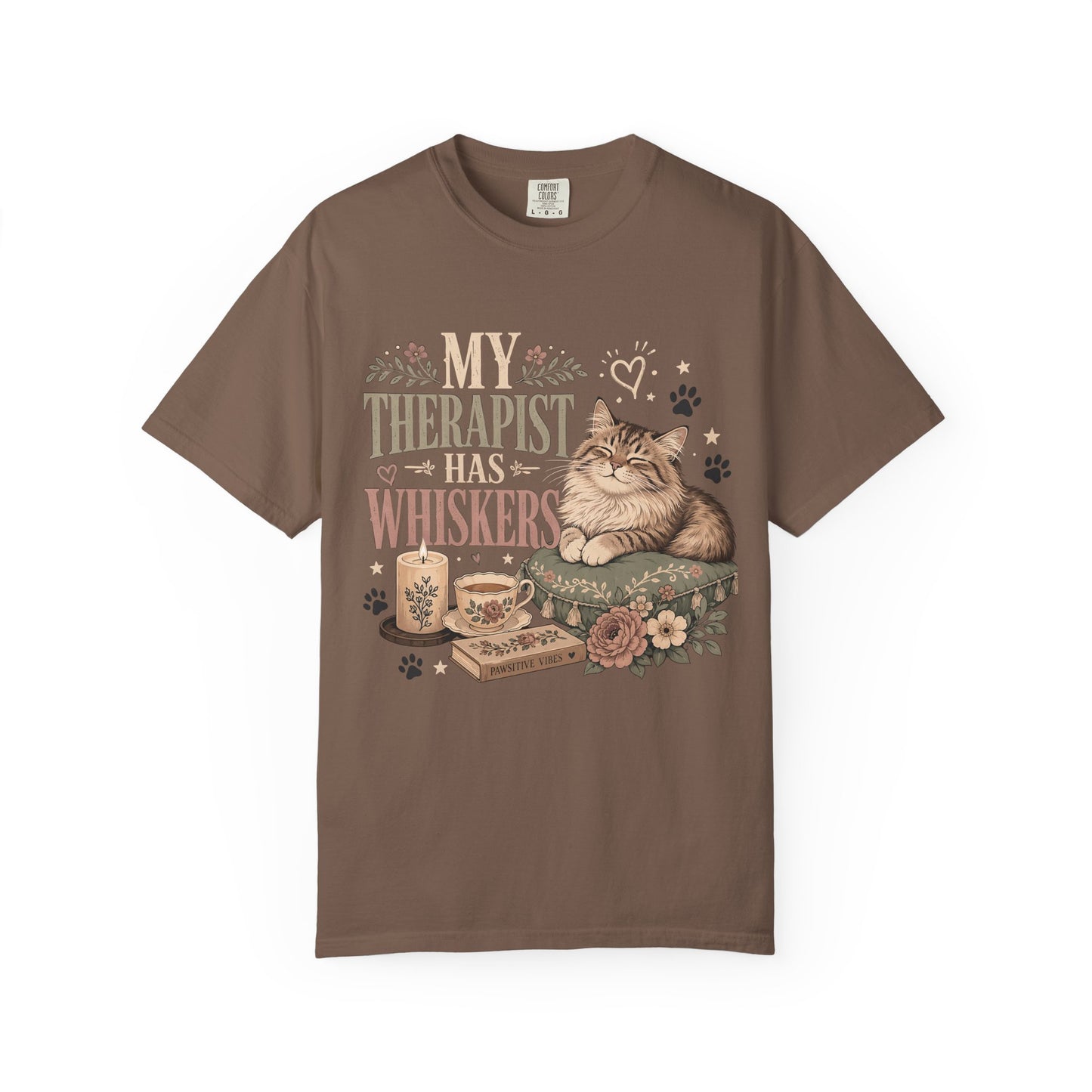 Cat Therapist T-Shirt — “My Therapist Has Whiskers” Cute Cat Lover Tee