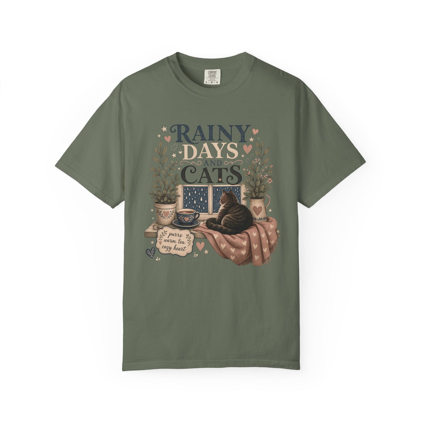 Rainy Days and Cats T-Shirt — Cozy Cat Lover Tee