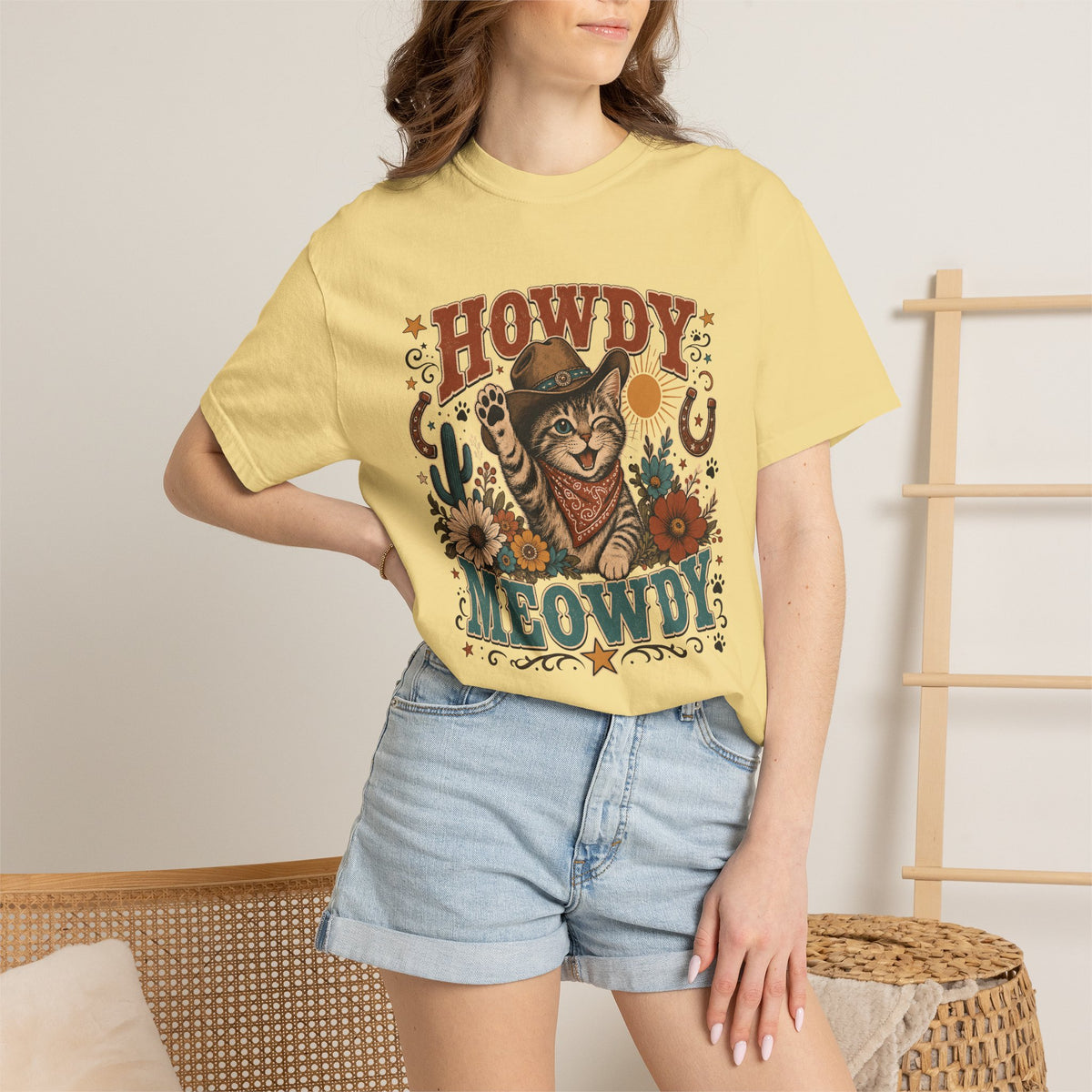 Howdy Meowdy Cowboy Cat T-Shirt — Western Cat Graphic Tee