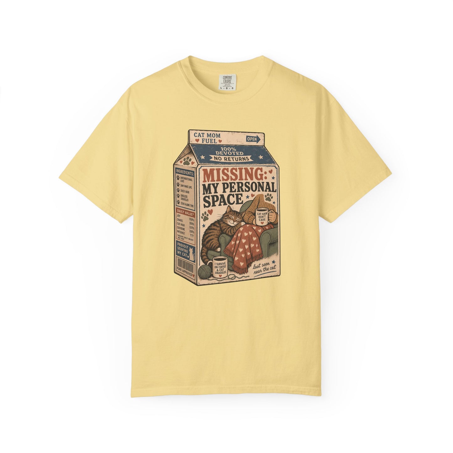 T-Shirt — "Missing: My Personal Space" Cat Milk Carton Graphic Tee