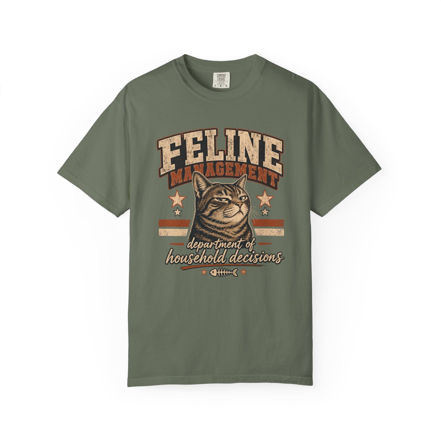 Feline Management Vintage Cat T-Shirt — "Department of Household Decisions" Graphic Tee