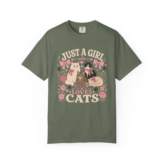 Cat Lover T-Shirt — "Just a Girl Who Loves Cats" Graphic Tee