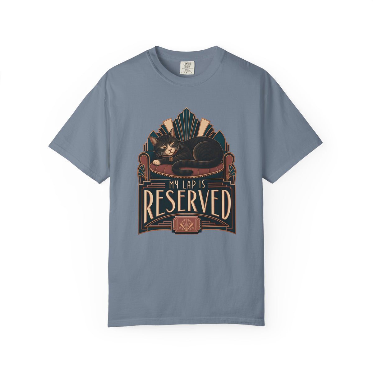 Cat T-Shirt — "My Lap Is Reserved" Vintage Art Deco Cat Tee