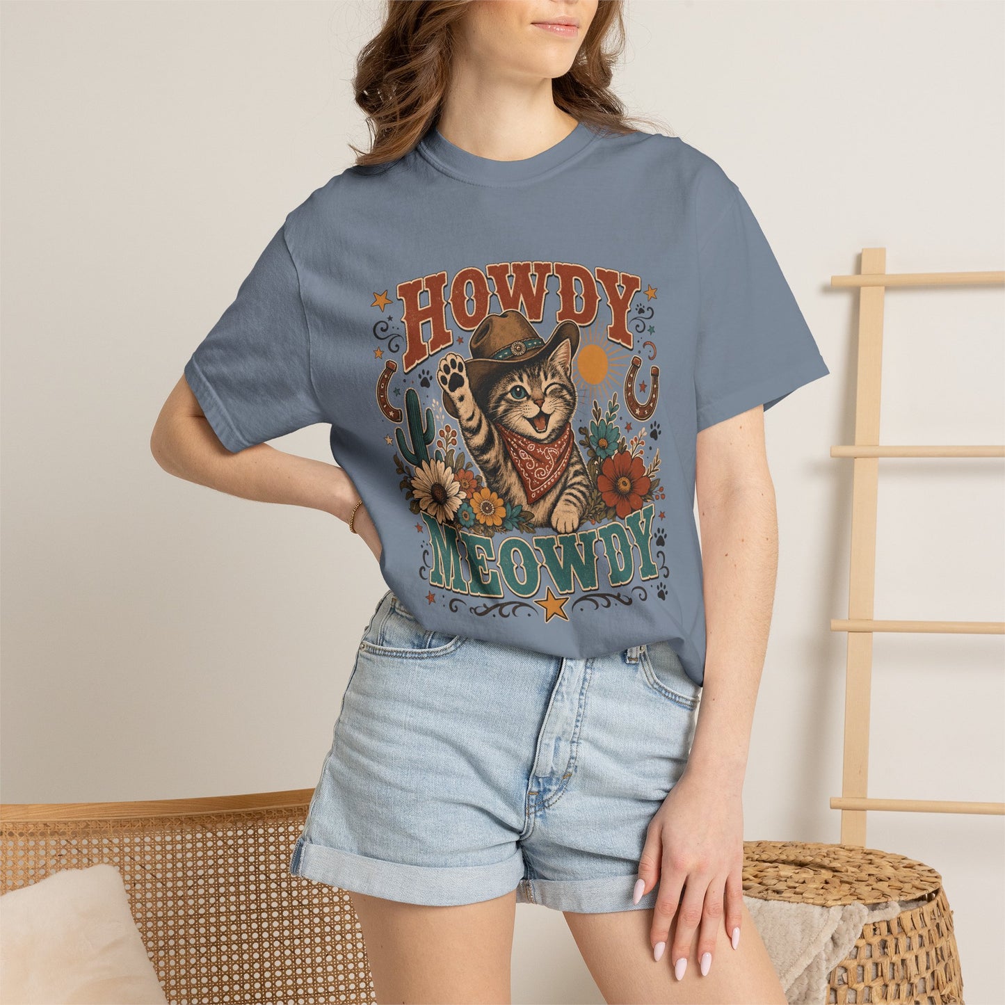 Howdy Meowdy Cowboy Cat T-Shirt — Western Cat Graphic Tee