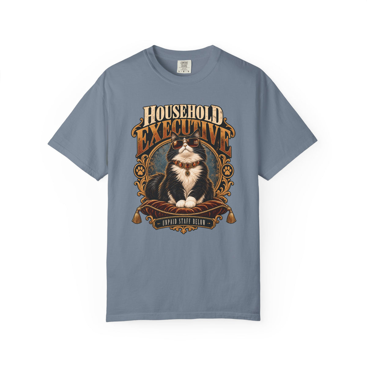 Household Executive Cat T-Shirt — Vintage Pet Portrait Tee