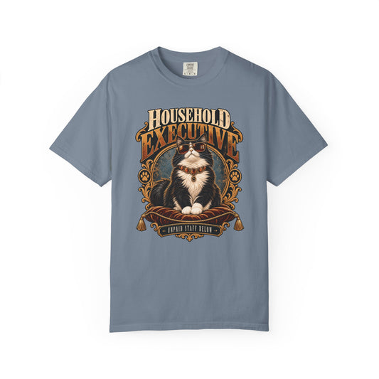 Household Executive Cat T-Shirt — Vintage Pet Portrait Tee