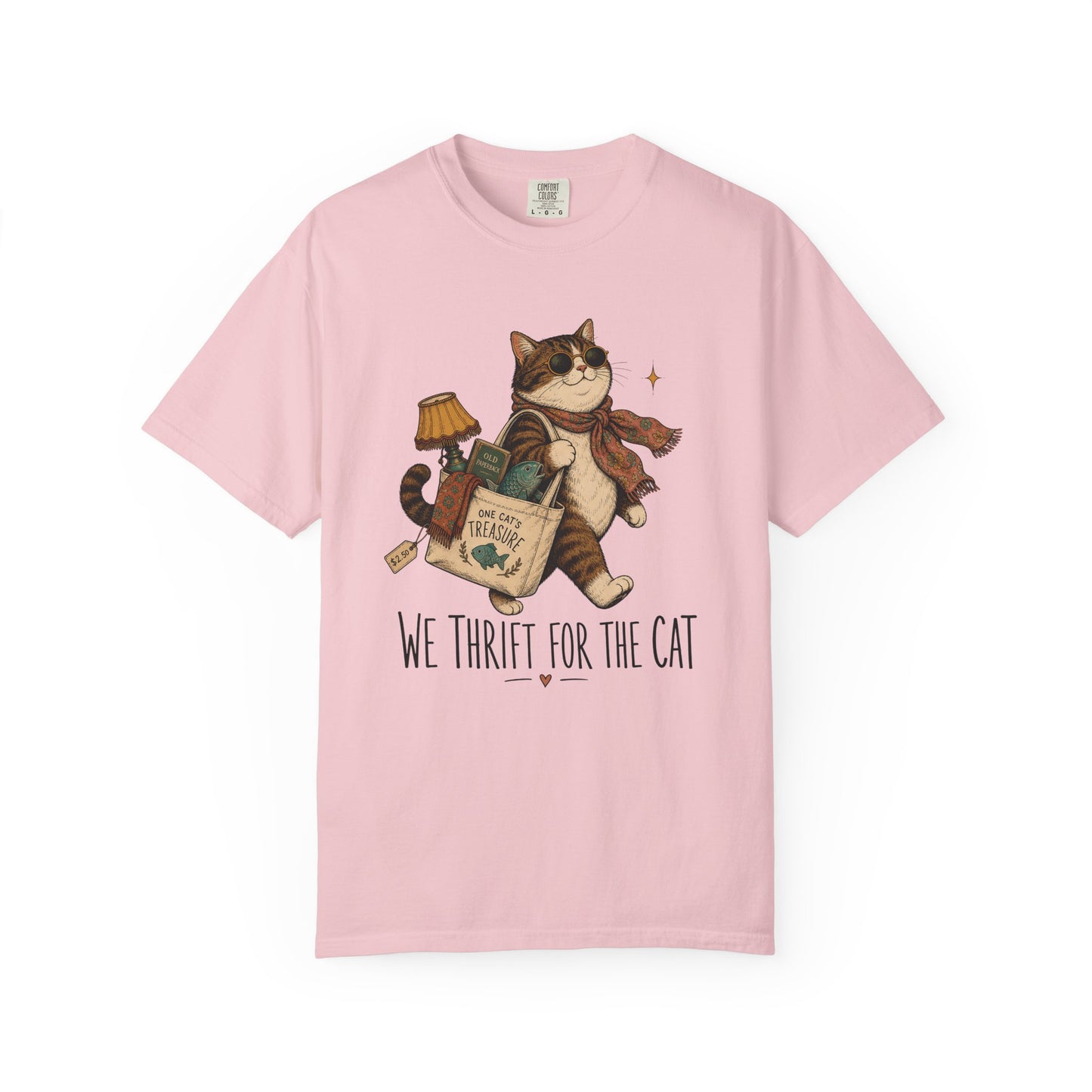 Cat Thrift Shopper T‑Shirt — “We Thrift for the Cat” Cute Retro Cat Graphic Tee