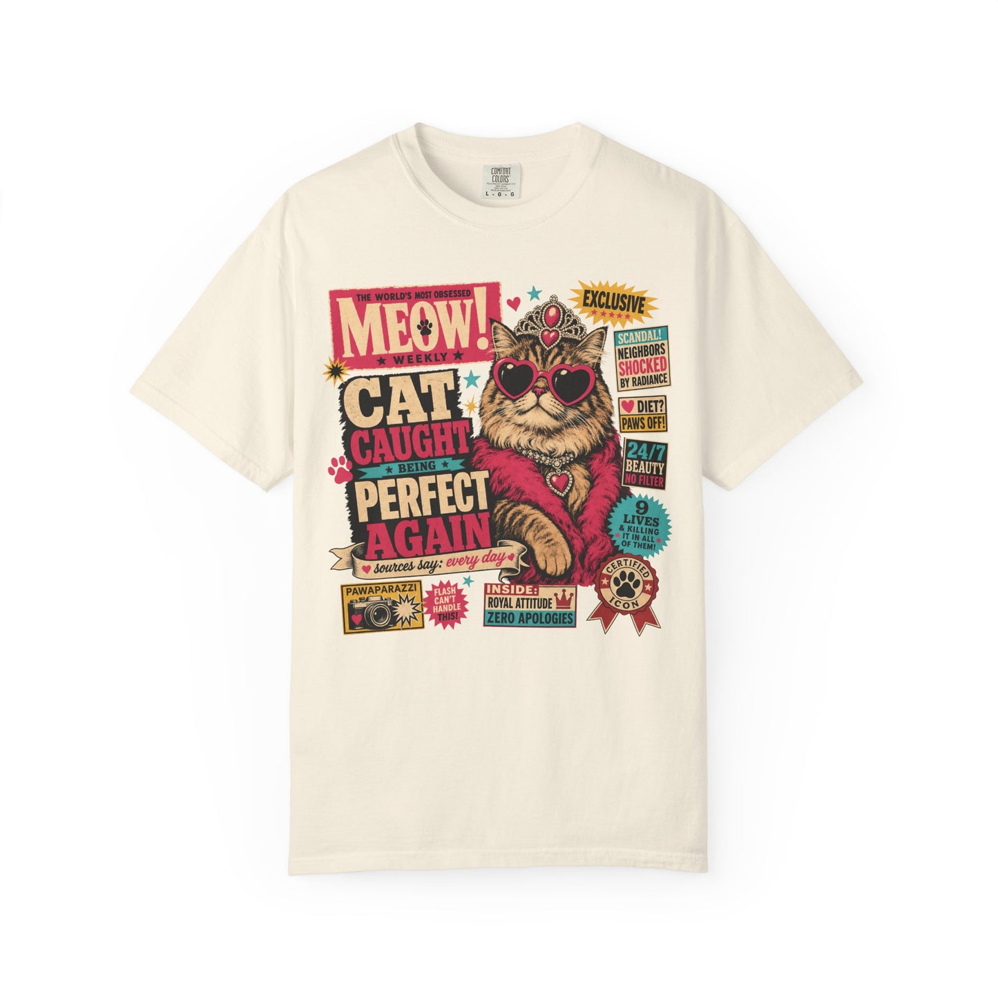 Cat Caught Perfect Again T-Shirt — Retro Pop Cat Graphic Tee