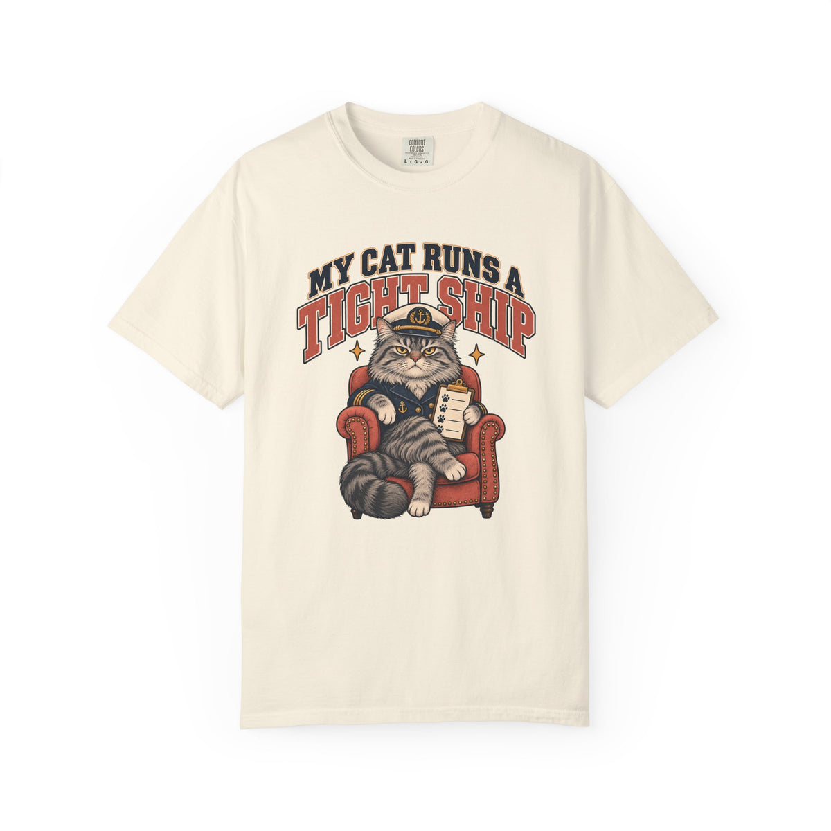 My Cat Runs a Tight Ship T-Shirt — Funny Cat Captain Graphic Tee