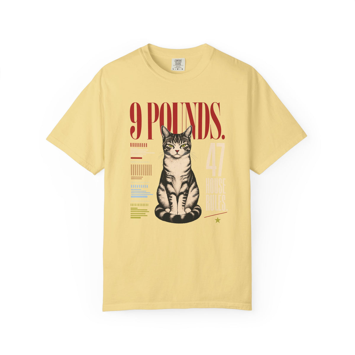 9 Pounds Cat T-Shirt — Retro Graphic Kitten Tee