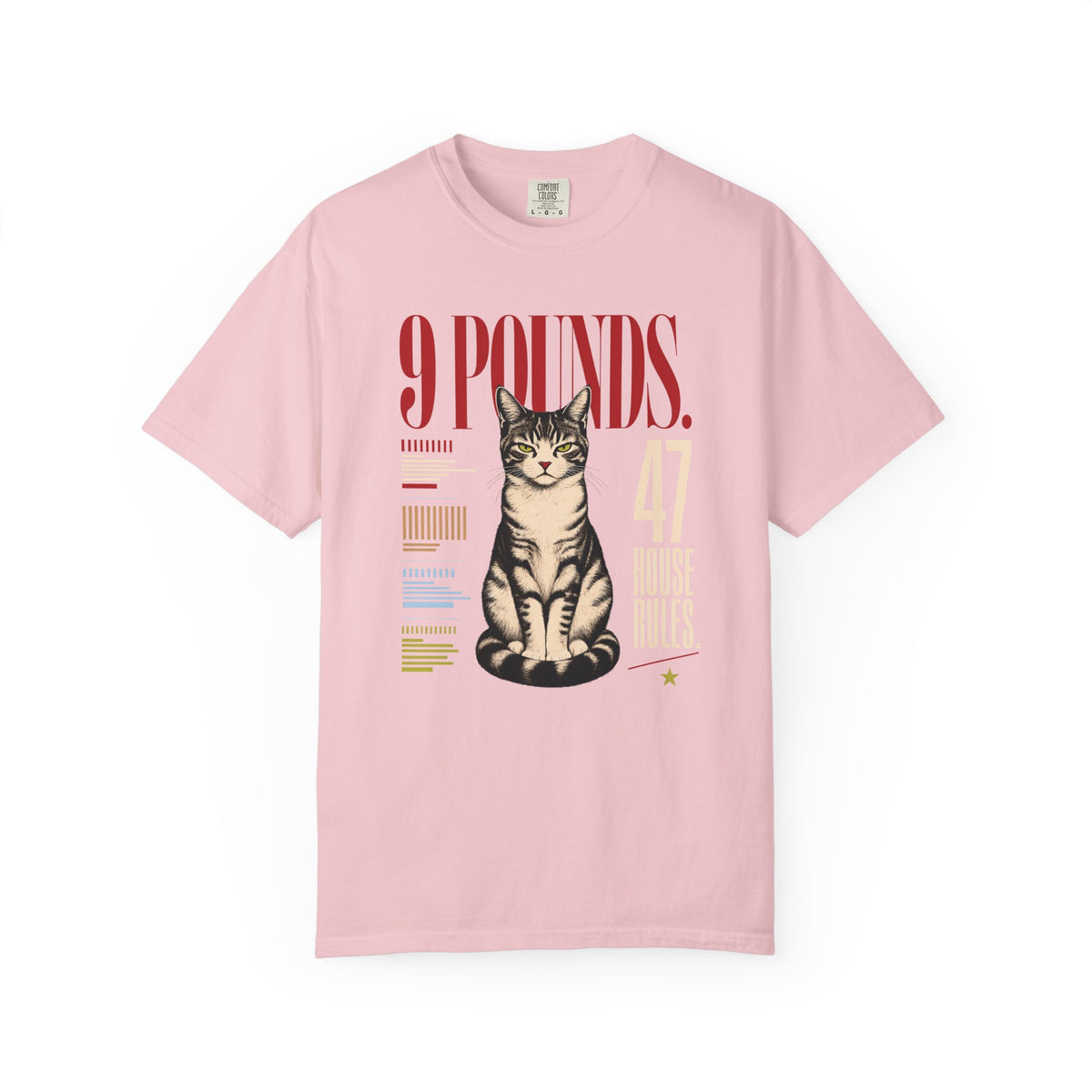 9 Pounds Cat T-Shirt — Retro Graphic Kitten Tee