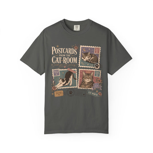 Postcard Cat Room T-Shirt — Vintage Cat Postage Graphic Tee
