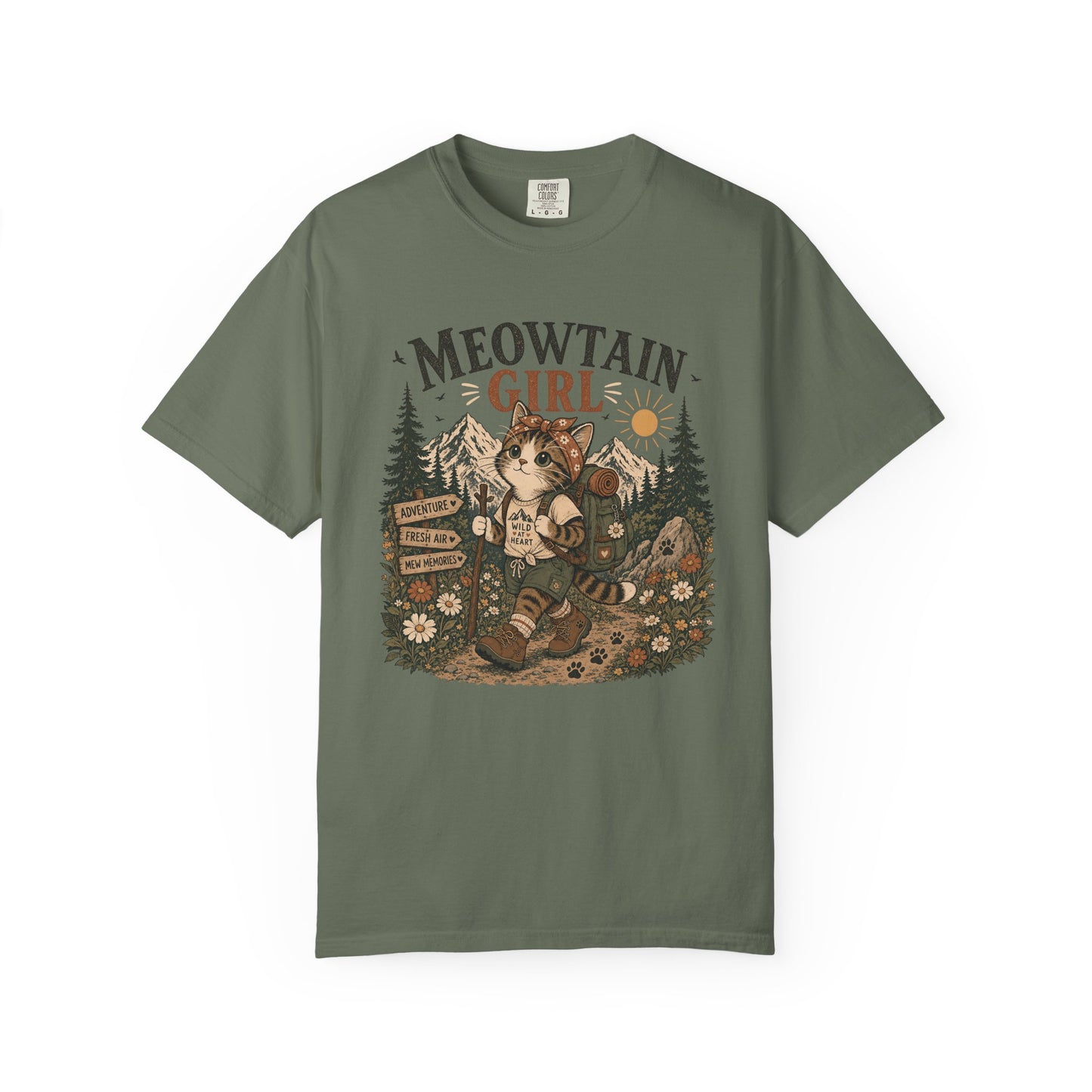 Meowtain Girl T-Shirt — Cute Cat Mountain Graphic Tee
