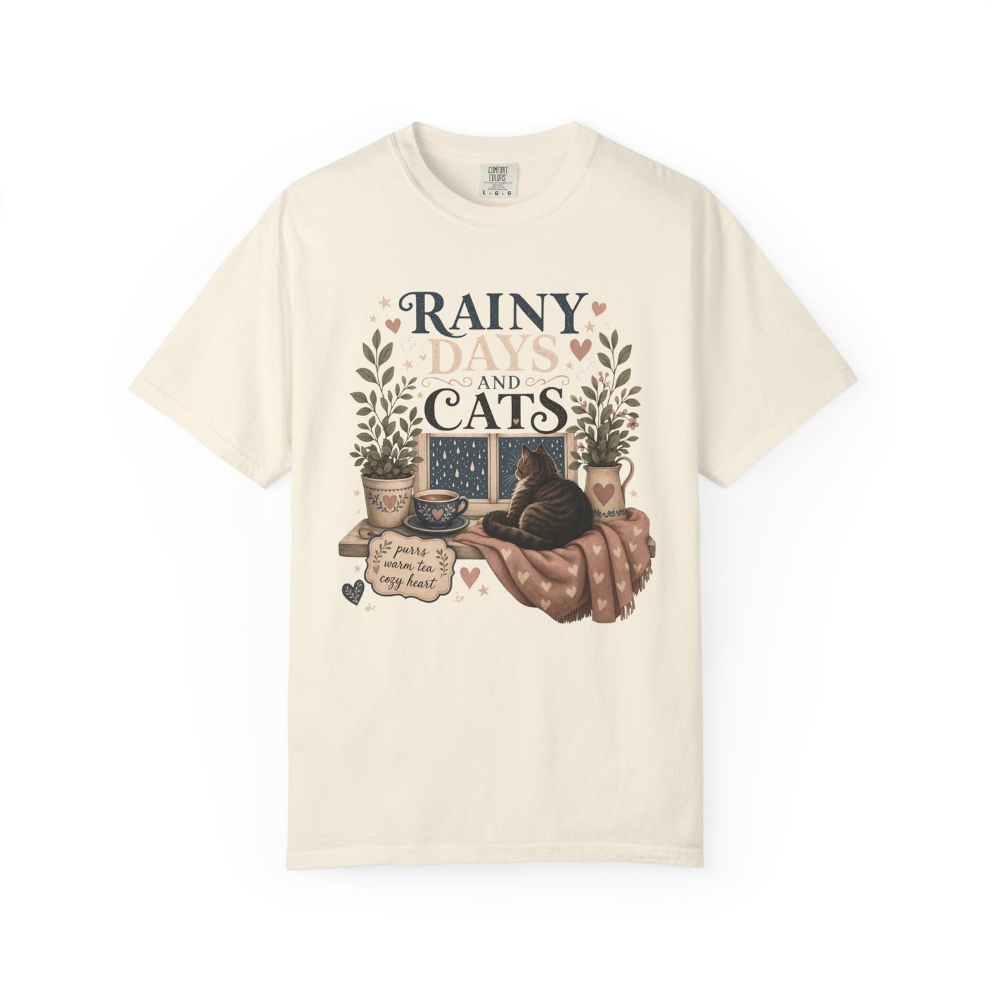 Rainy Days and Cats T-Shirt — Cozy Cat Lover Tee