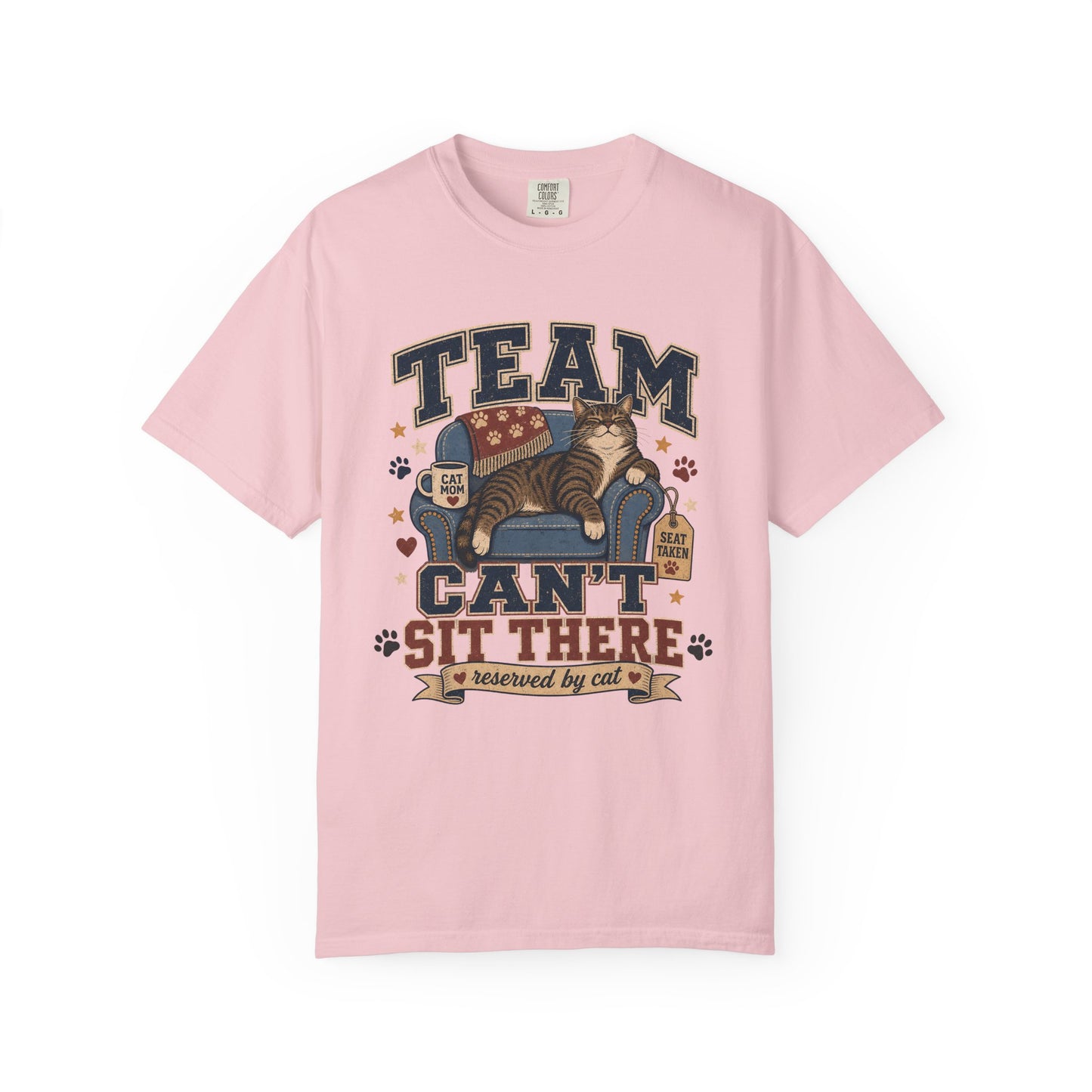 Vintage 'Team Can't Sit There' Cat T-Shirt — Cozy Cat Lover Graphic Tee
