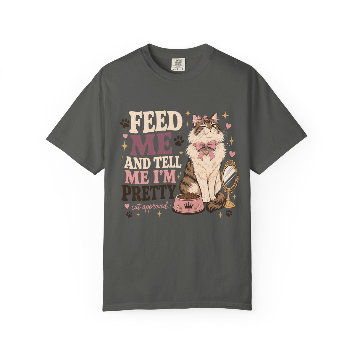 Cat Lover T-Shirt — "Feed Me and Tell Me I’m Pretty" Cute Kitty Graphic Tee