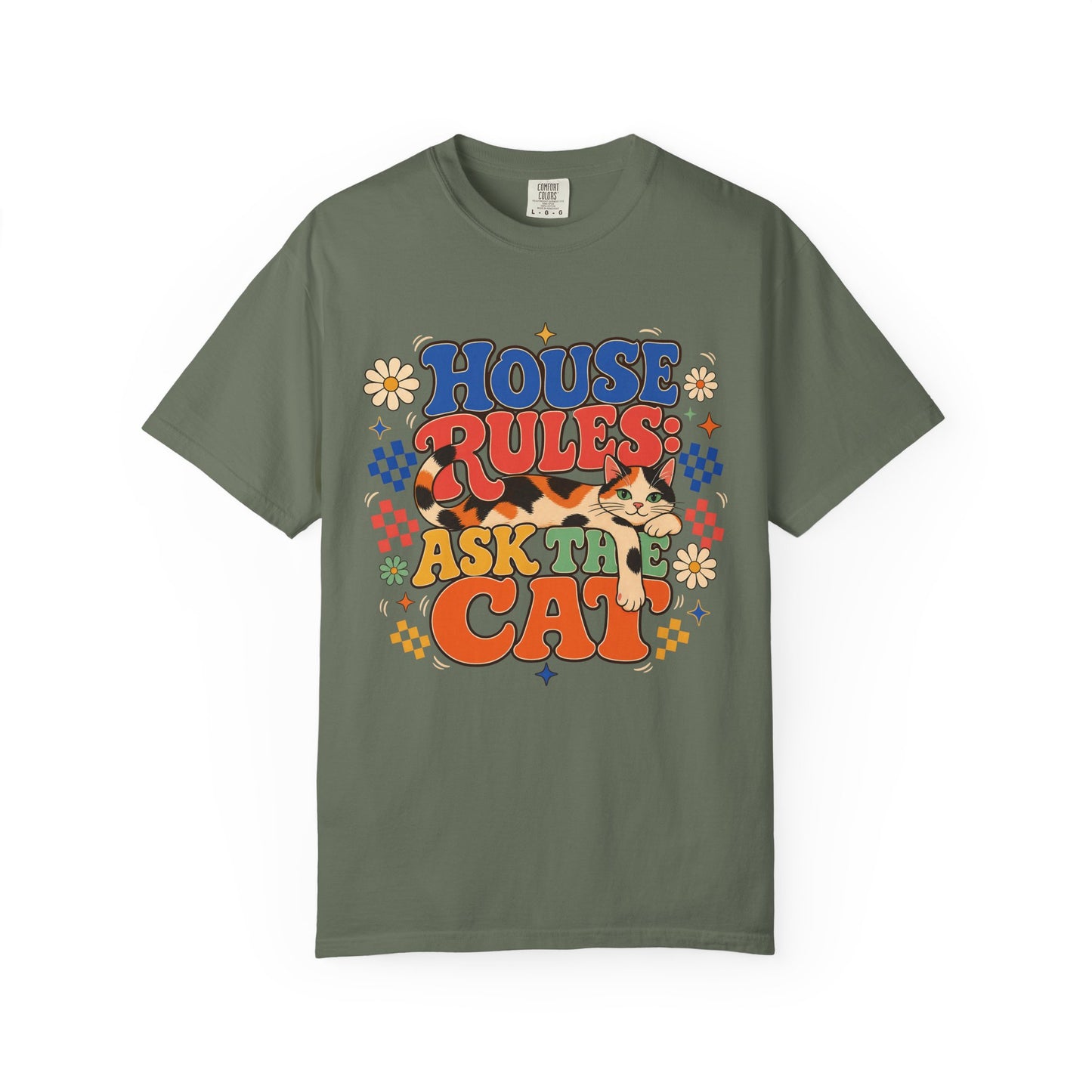 Retro "House Rules: Ask the Cat" Graphic T-Shirt