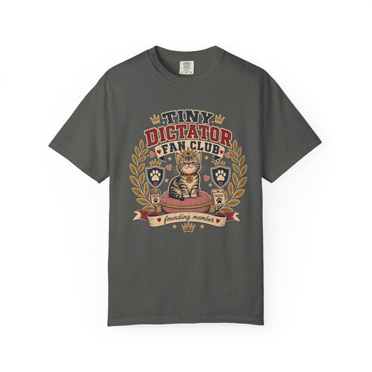 Tiny Dictator Fan Club T-Shirt — Cute Cat Political Humor Tee