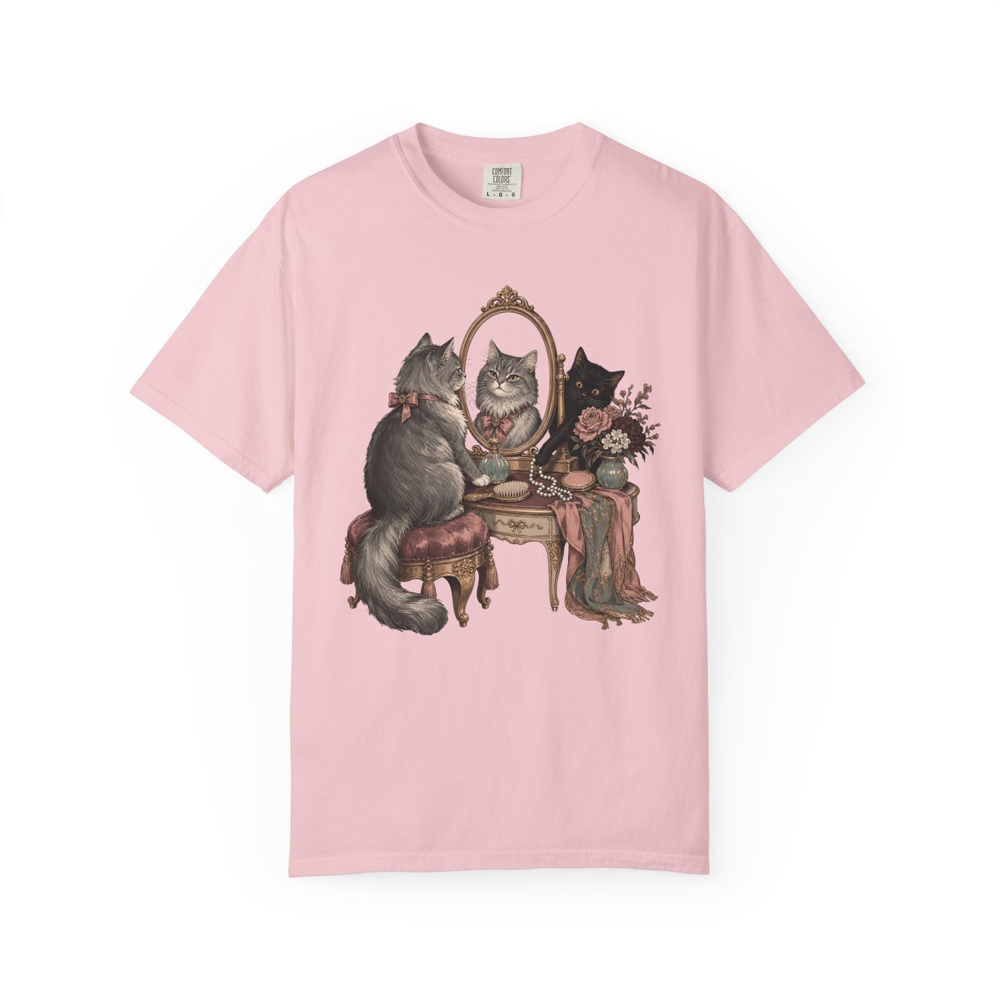 Cat Vanity T-Shirt — Vintage Mirror Kitten Graphic Tee