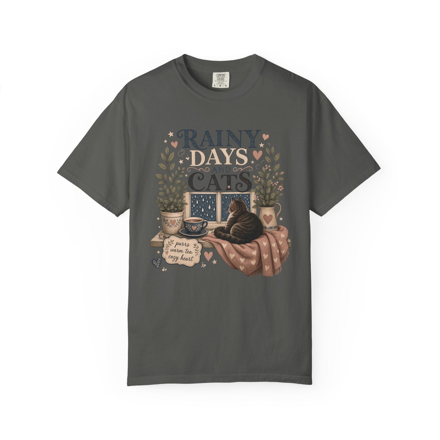 Rainy Days and Cats T-Shirt — Cozy Cat Lover Tee