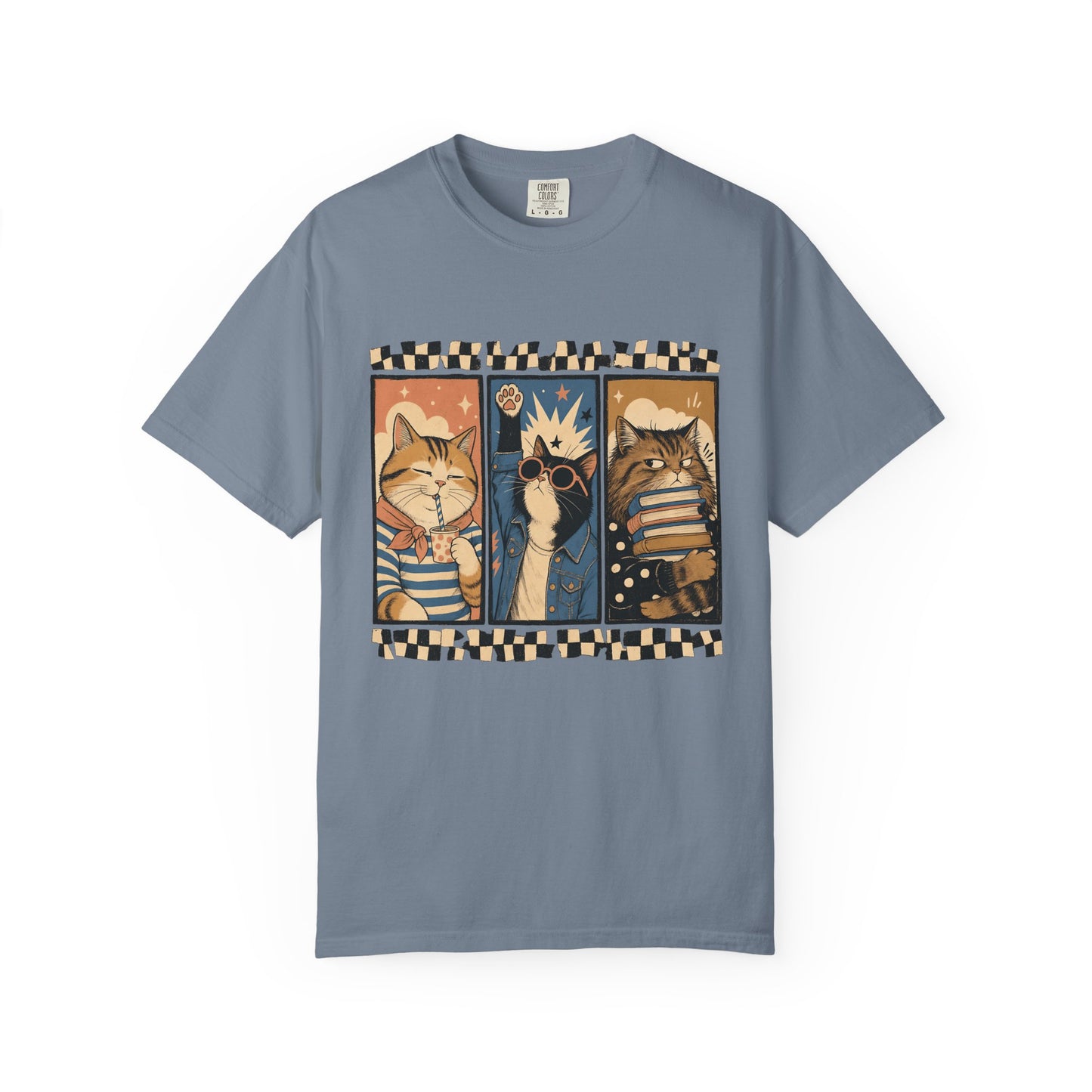 Retro Cat Trio Graphic T-Shirt — Vintage Cartoon Cats Tee