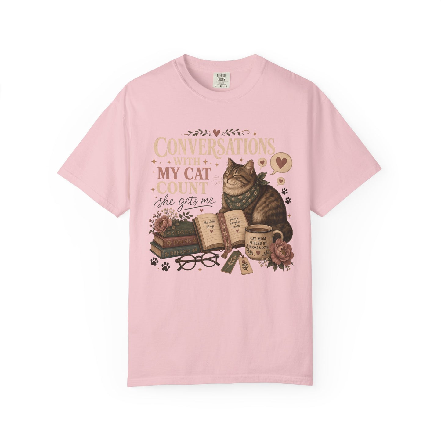 Cat Lover T-Shirt — "Conversations With My Cat I Count (She Gets Me)" Vintage Bookish Tee