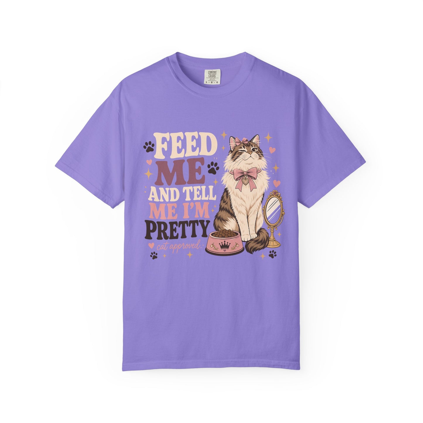 Cat Lover T-Shirt — "Feed Me and Tell Me I’m Pretty" Cute Kitty Graphic Tee