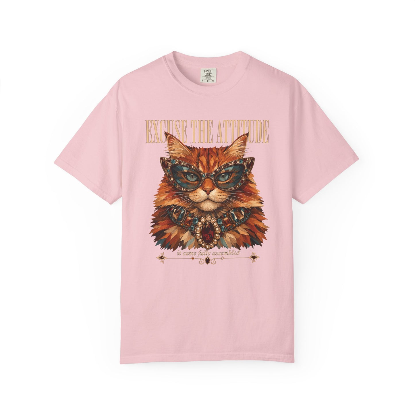 Cat Attitude Graphic T-Shirt — "Excuse The Attitude" Vintage Cat Portrait Tee