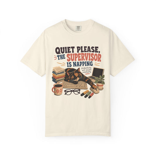 Quiet Please — The Supervisor Is Napping Cat T-Shirt