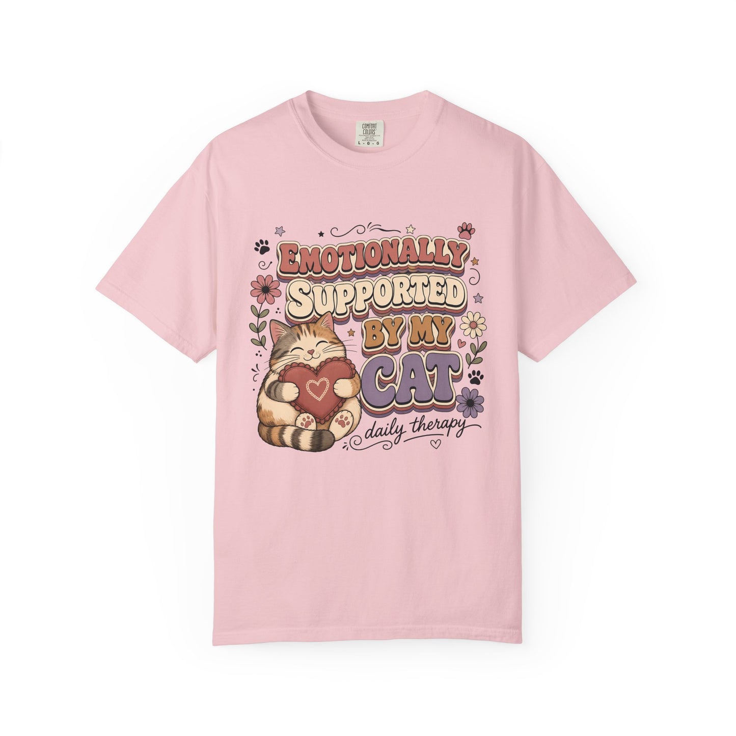 Emotionally Supported by My Cat T-Shirt — Cute Cat Daily Therapy Tee