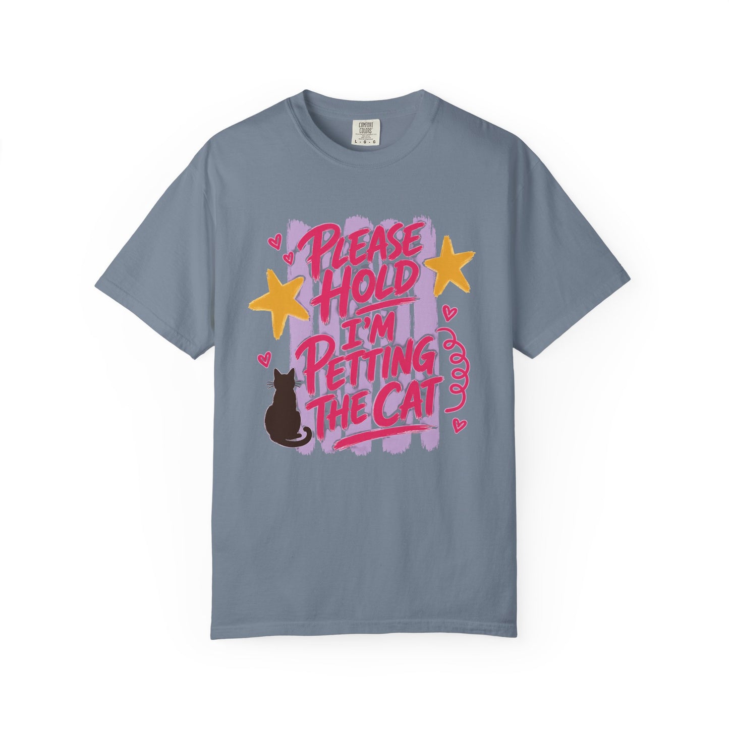 Please Hold I'm Petting the Cat T-Shirt — Cute Cat Lover Tee