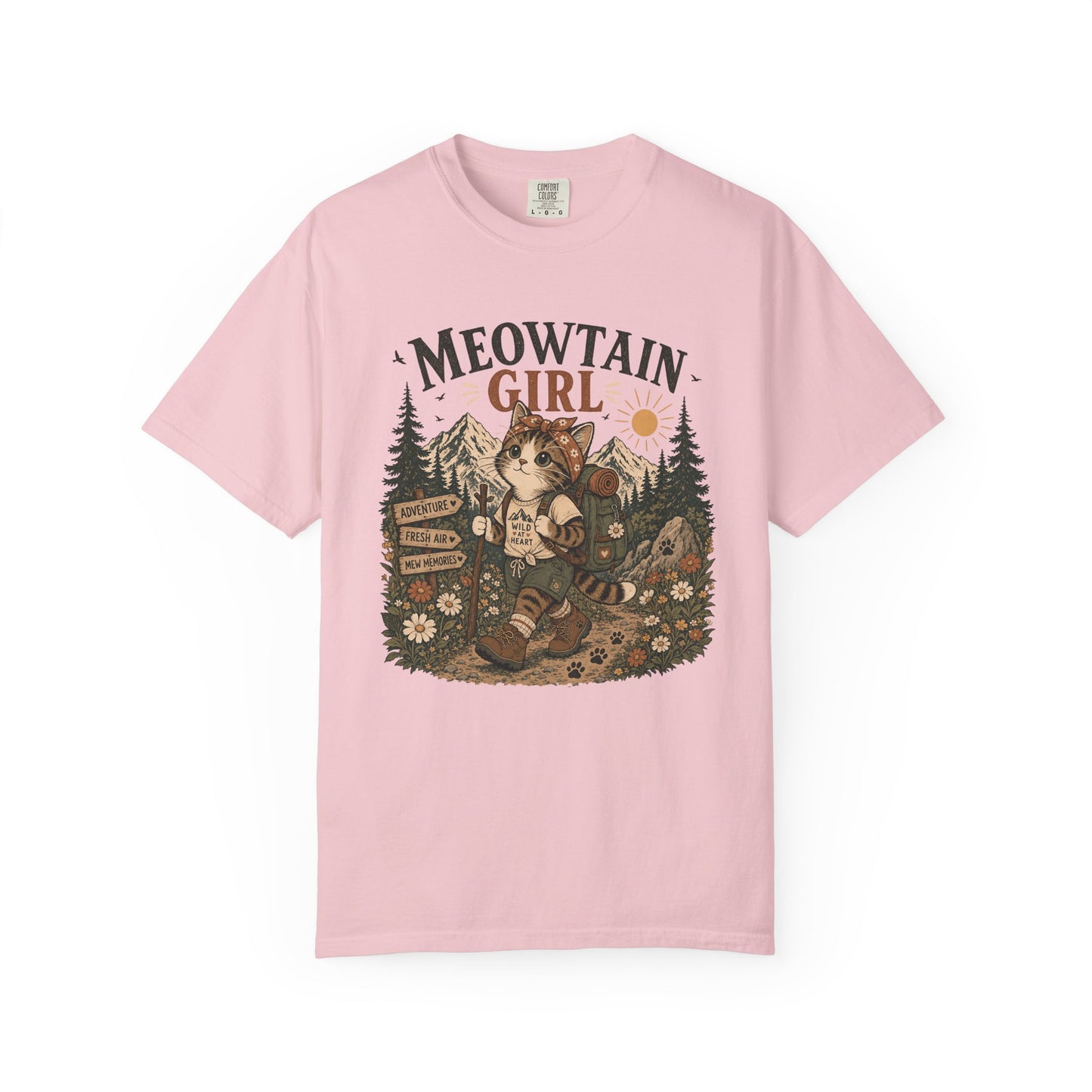 Meowtain Girl T-Shirt — Cute Cat Mountain Graphic Tee