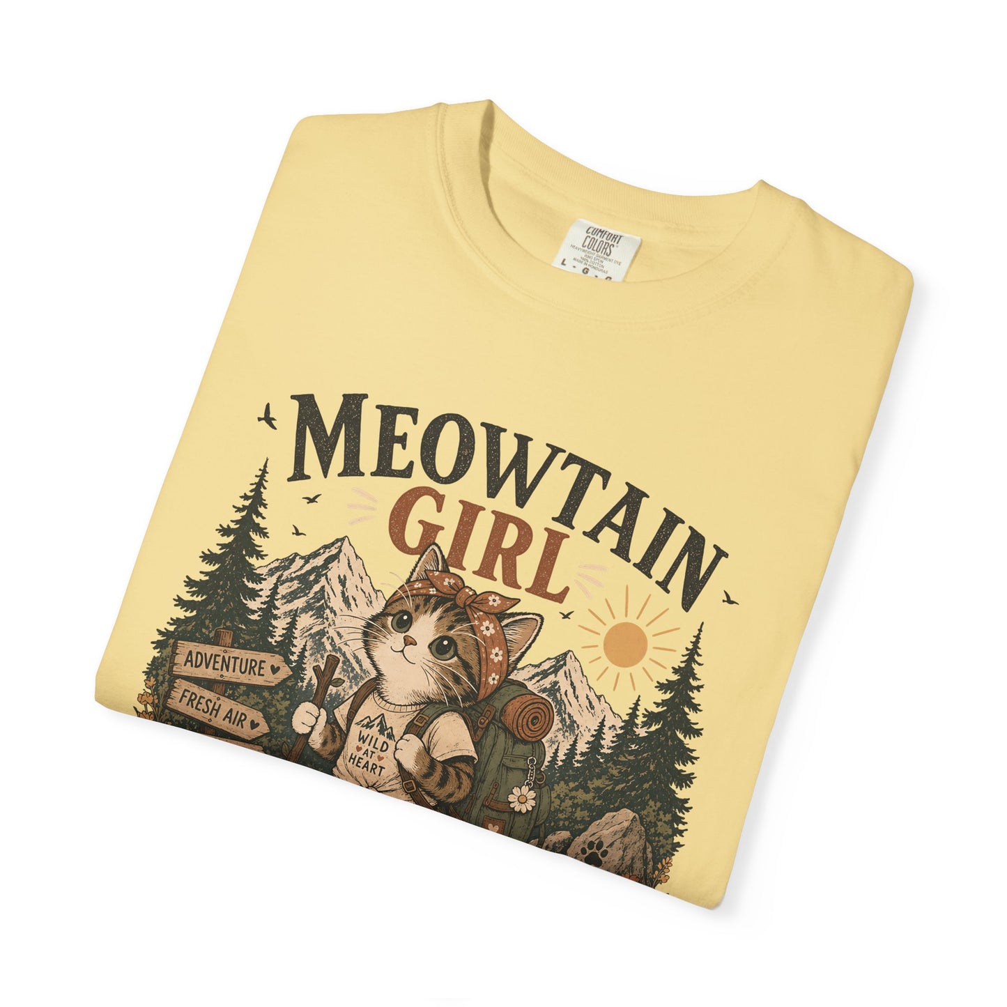 Meowtain Girl T-Shirt — Cute Cat Mountain Graphic Tee