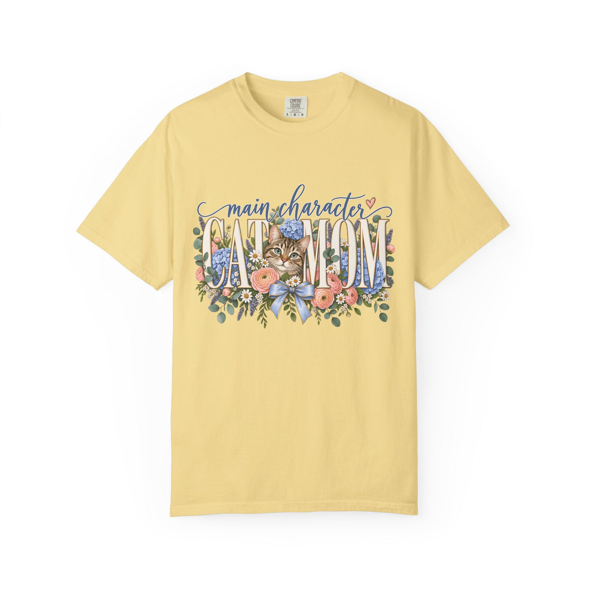 Main Character Cat Mom T-Shirt — Floral Cat 'Main Character' Graphic Tee