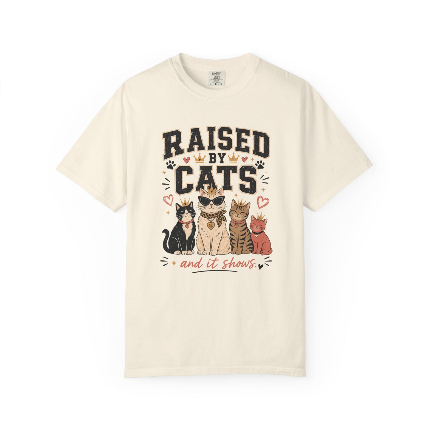Raised By Cats T-Shirt — Cute Cat Mom Graphic Tee