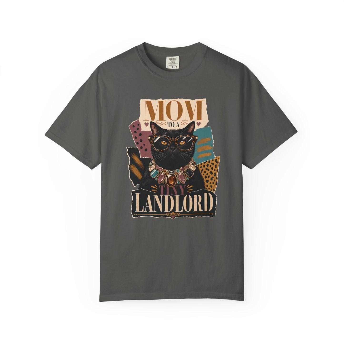 Cat Mom to a Landlord T-Shirt — Retro Black Cat Mom Graphic Tee
