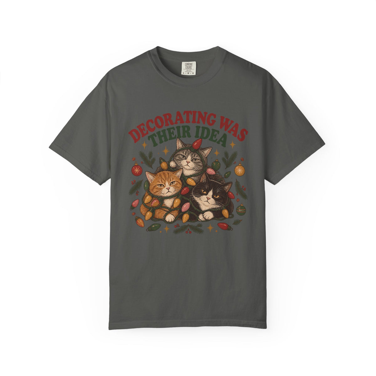 Decorating Was Their Idea Cat T-Shirt — Christmas Cats Tee