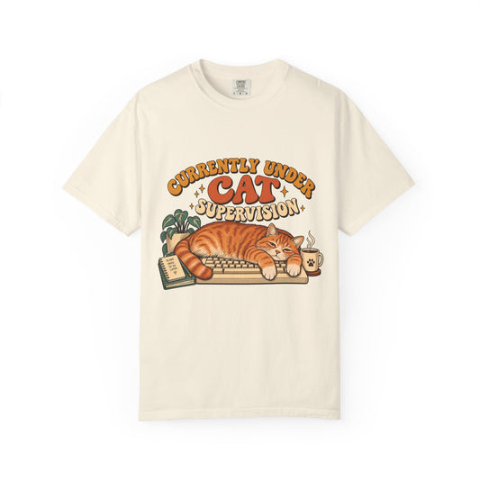 Currently Under Cat Supervision T-Shirt — Cute Orange Cat Graphic Tee