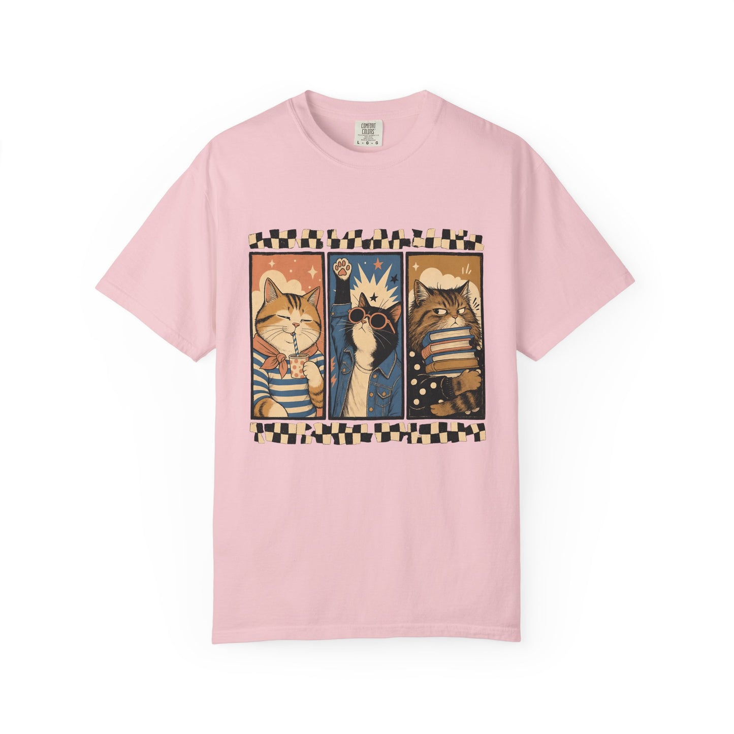 Retro Cat Trio Graphic T-Shirt — Vintage Cartoon Cats Tee