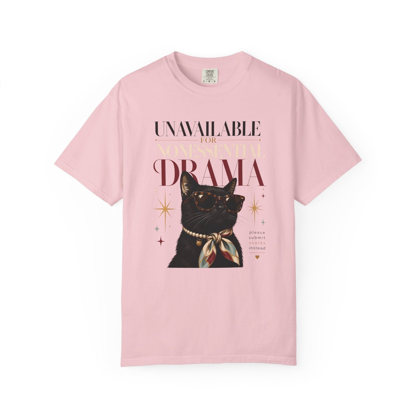 "Unavailable for Nonessential Drama" Cat T-Shirt — Vintage Black Cat Graphic Tee