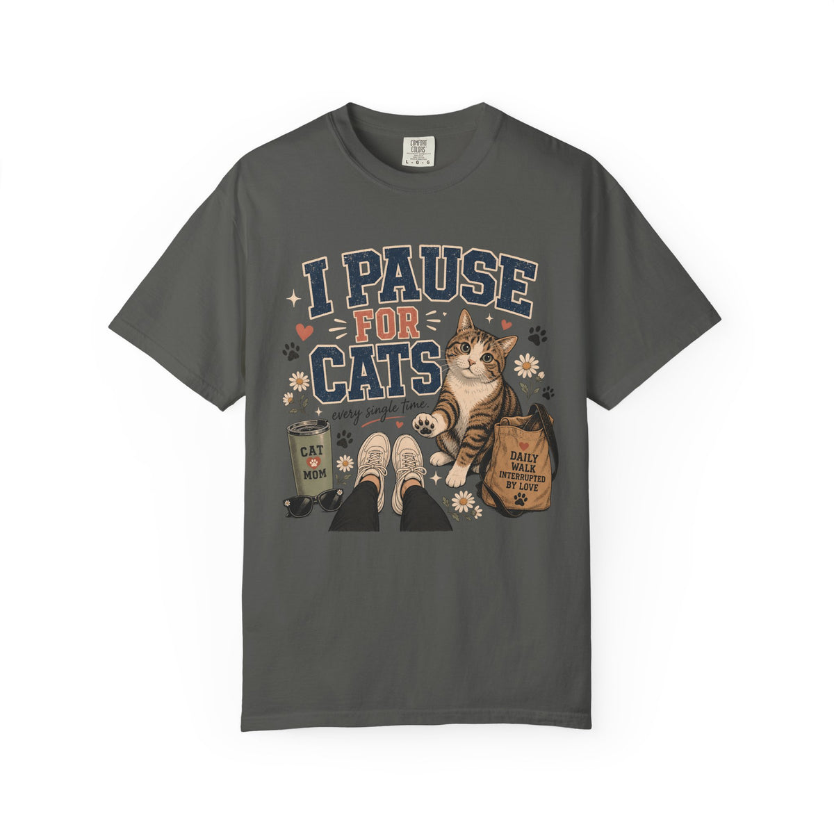 I Pause For Cats T-Shirt – Cute Cat Lover Graphic Tee