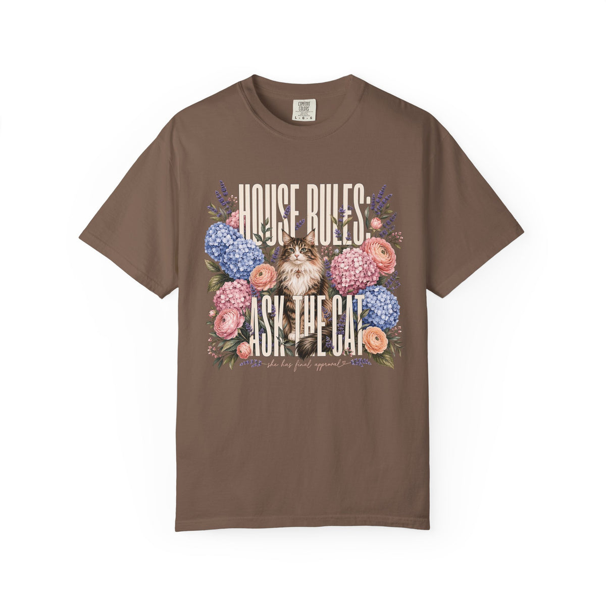 Ask The Cat Floral T-Shirt — Vintage Kitten Graphic Tee