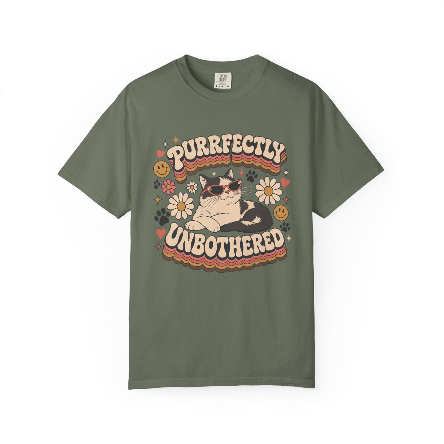 "Purrfectly Unbothered" Retro Cat Graphic Tee