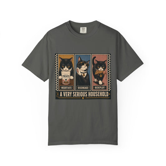 A Very Serious Household T-Shirt — Vintage Cat Trio Graphic
