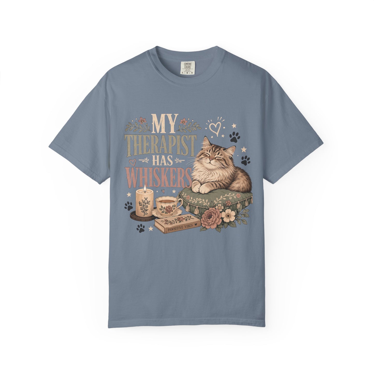 Cat Therapist T-Shirt — “My Therapist Has Whiskers” Cute Cat Lover Tee