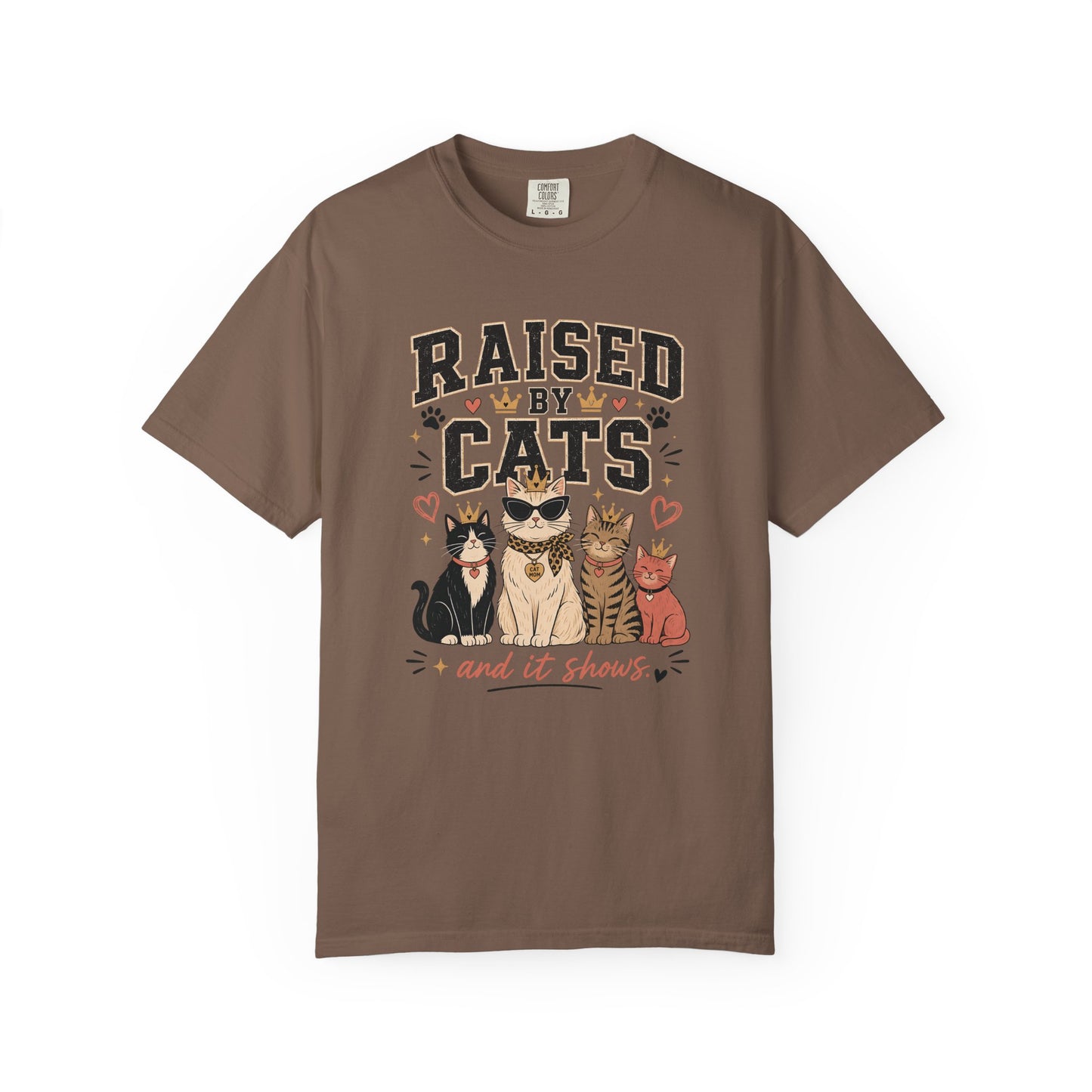 Raised By Cats T-Shirt — Cute Cat Mom Graphic Tee
